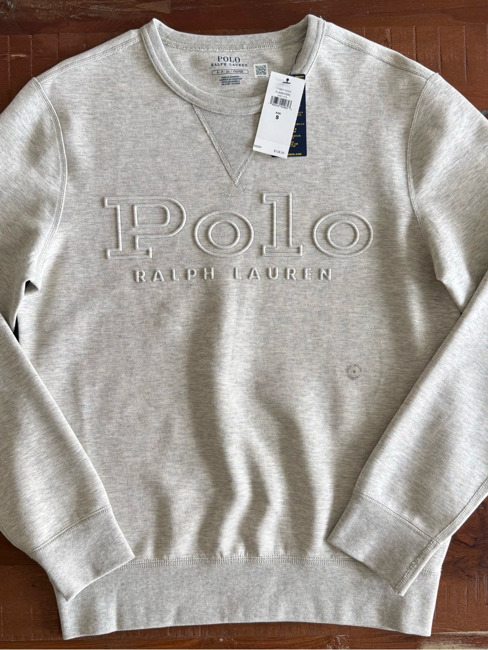 Polo by Ralph Lauren Men's Light Gray Logo Crewneck Sweatshirt! NWTS!  S
